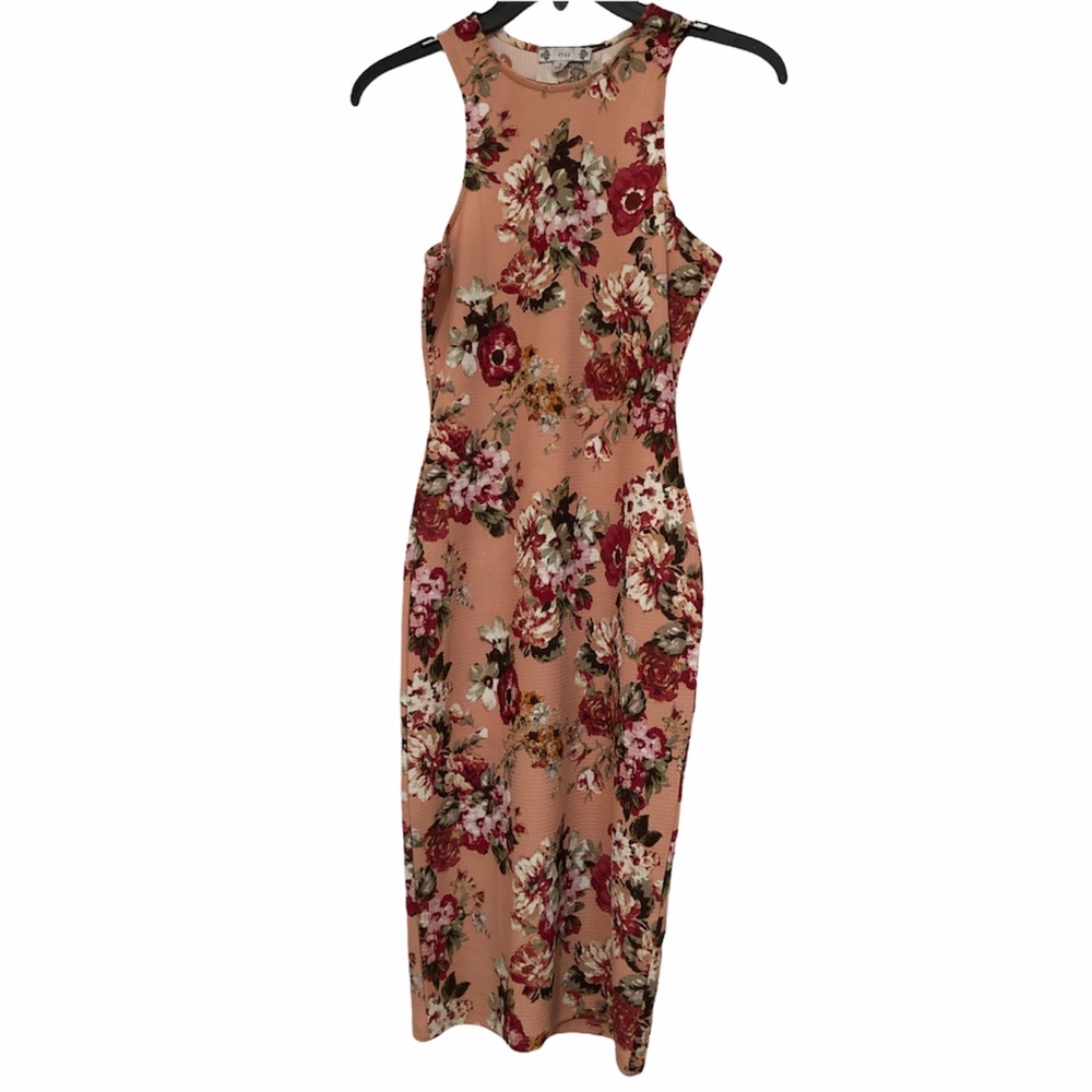 Beautiful Armless Midi Bodycon Floral Dress